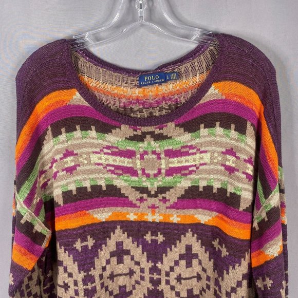 Ralph Lauren Southwest Aztec Print Cotton Sweater size L-XL - Picture 4 of 10